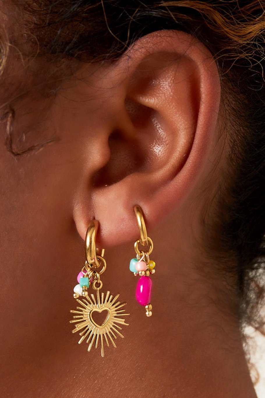 Dangling oval earrings Rose Stainless Steel Picture5